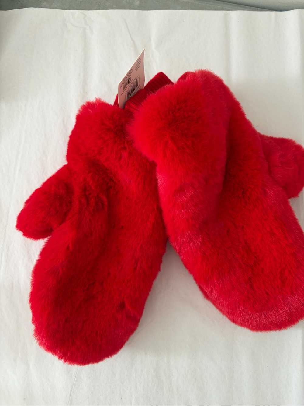 Cozy Red Faux Fur Mittens - Women’s Plush Winter Gloves